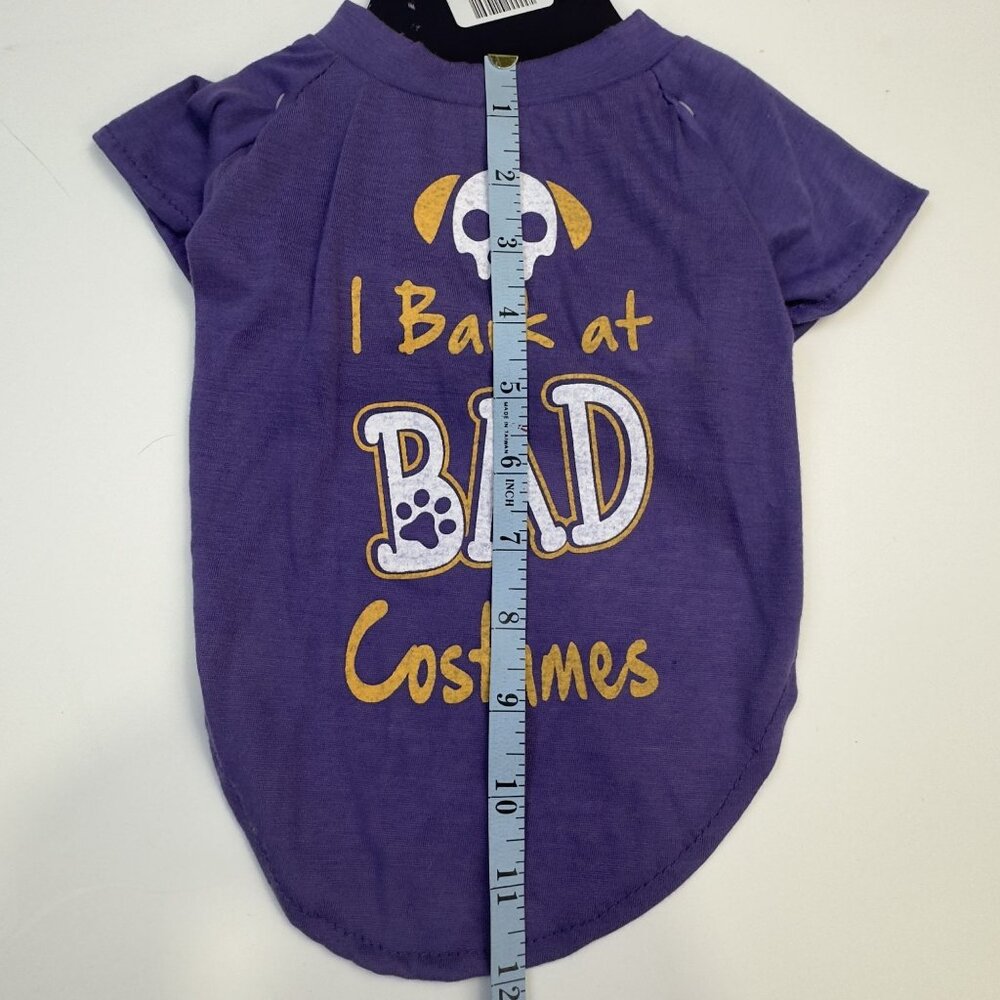 Novelty Pet Halloween Tee Medium "I Bark At Bad Costumes" Purple Dog Costume NEW - Picture 7 of 8